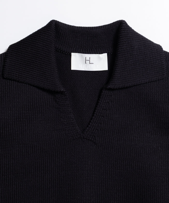 【HERILL】COTTONCODE SKIPPER - BLACK / ヘリル コットンコード スキッパー コットンニットセーター ブラック 2026SS 2026春夏 正規取扱店 神奈川 鎌倉 オンラインショップ 通販