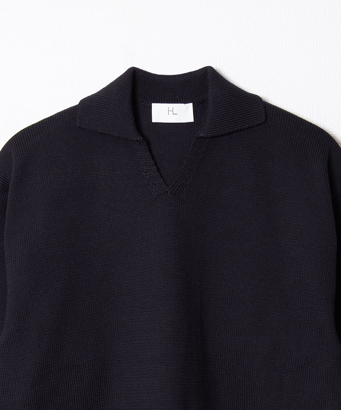 【HERILL】COTTONCODE SKIPPER - BLACK / ヘリル コットンコード スキッパー コットンニットセーター ブラック 2026SS 2026春夏 正規取扱店 神奈川 鎌倉 オンラインショップ 通販
