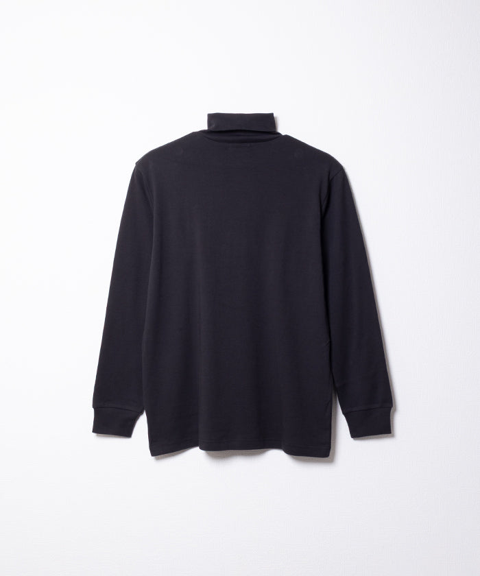 COTTON PLAIN TURTLENECK - BLACK