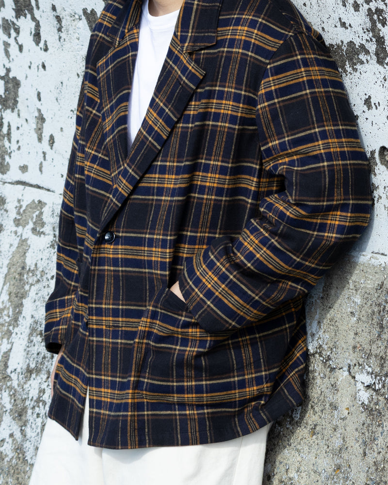 COVERALL JKT FLANNEL CHECK - NVY x YLW