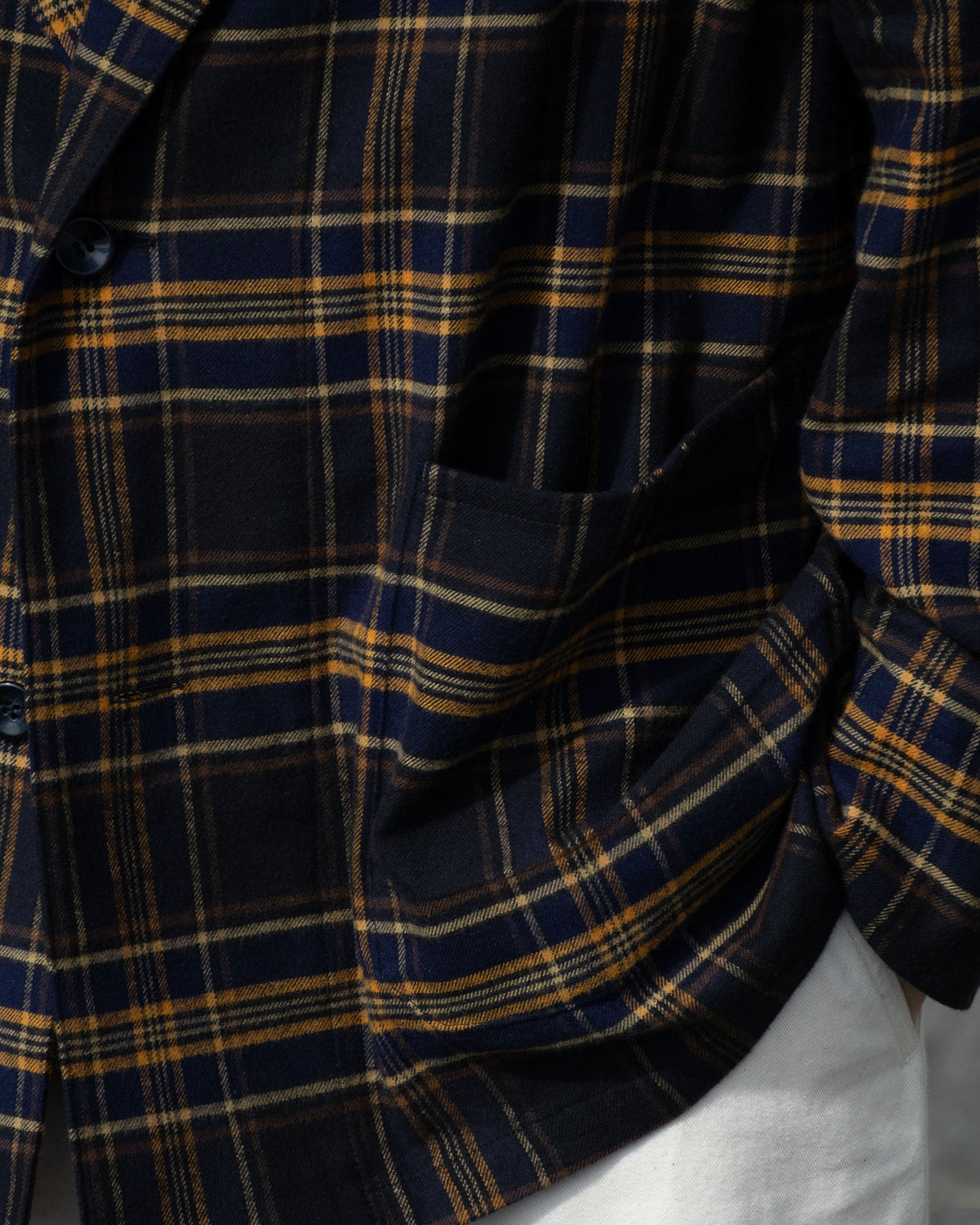 COVERALL JKT FLANNEL CHECK - NVY x YLW
