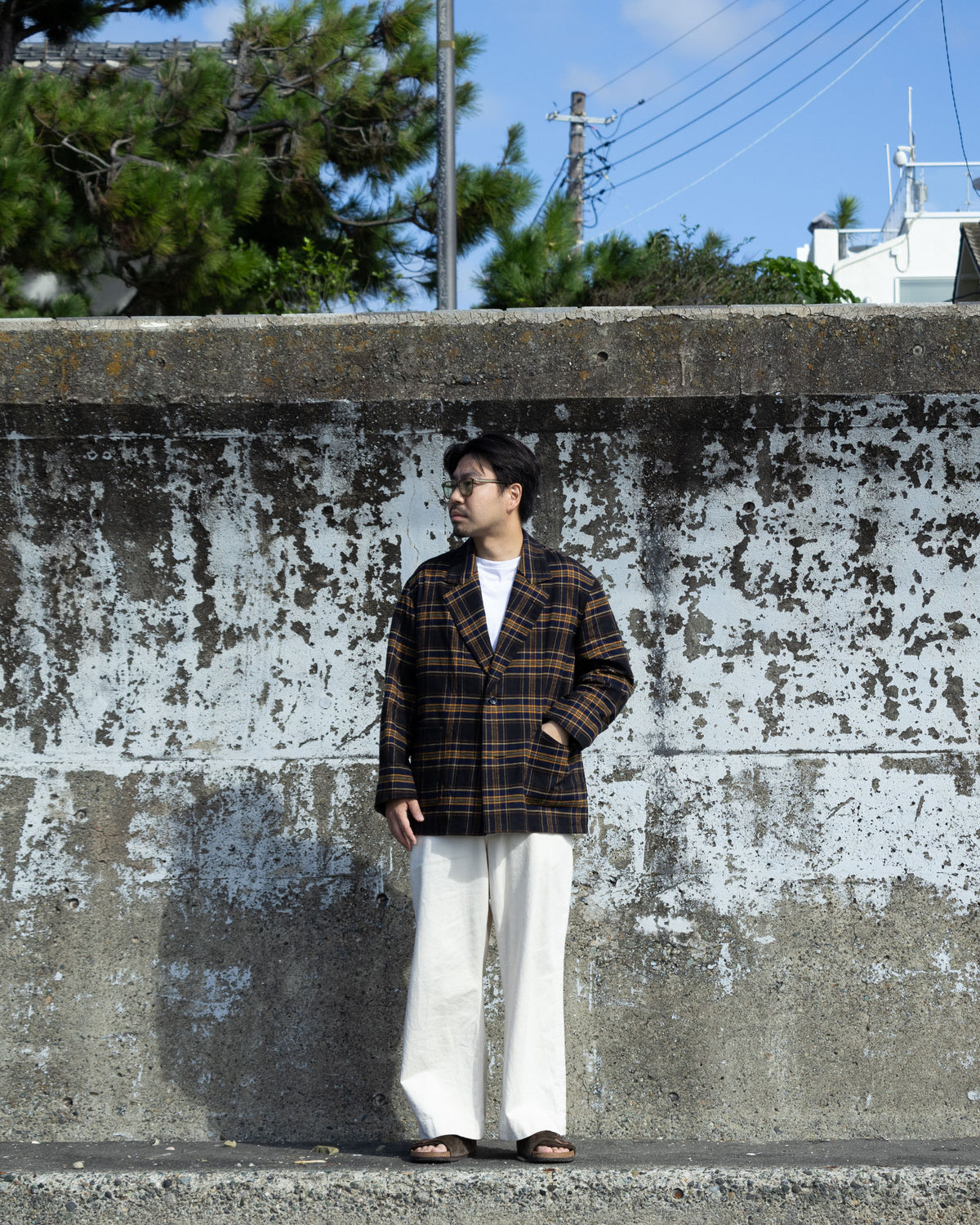 COVERALL JKT FLANNEL CHECK - NVY x YLW