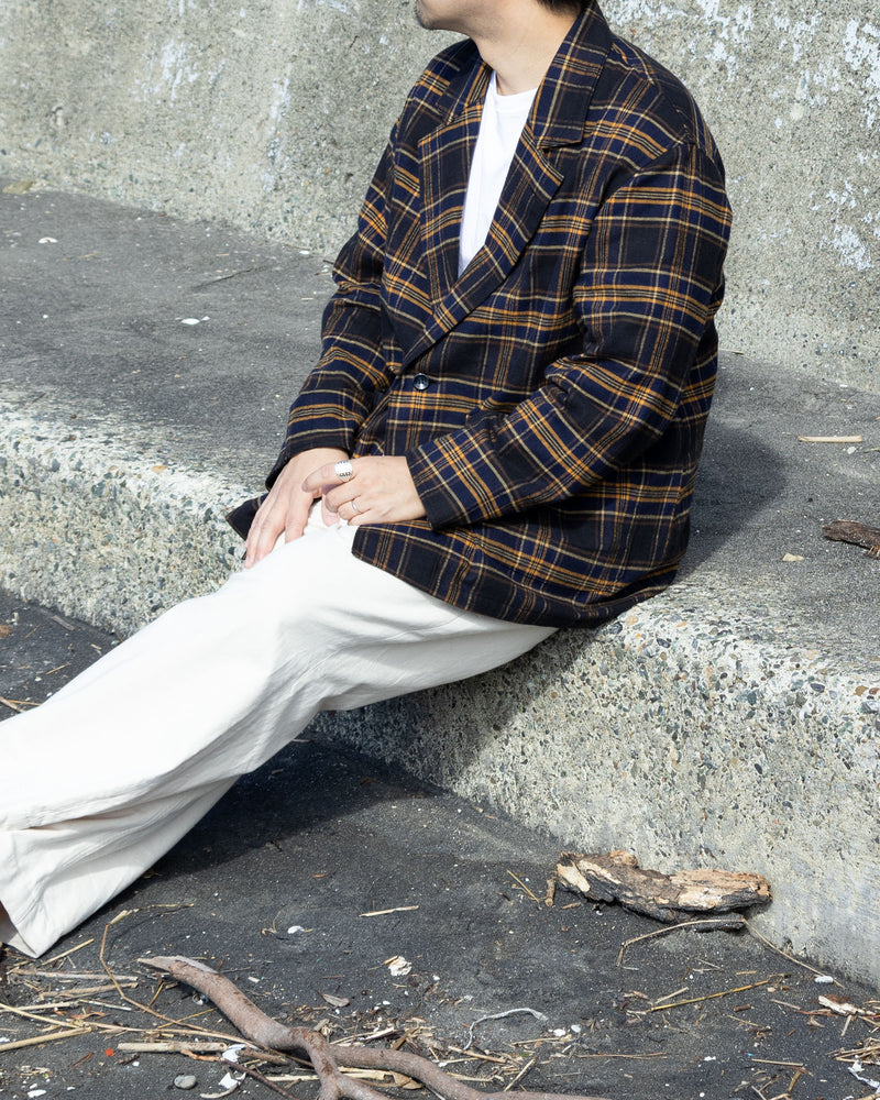 COVERALL JKT FLANNEL CHECK - NVY x YLW
