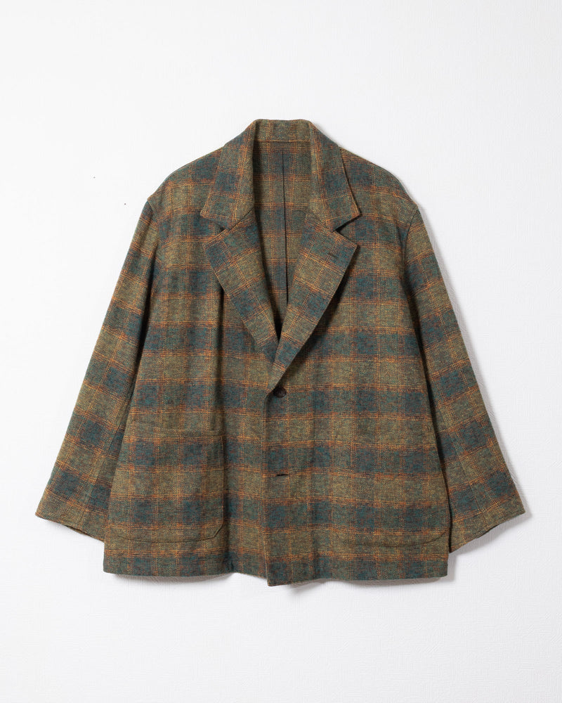 COVERALL JKT CHECK COTTON TWEED - GRN x YLW