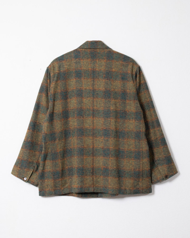 COVERALL JKT CHECK COTTON TWEED - GRN x YLW