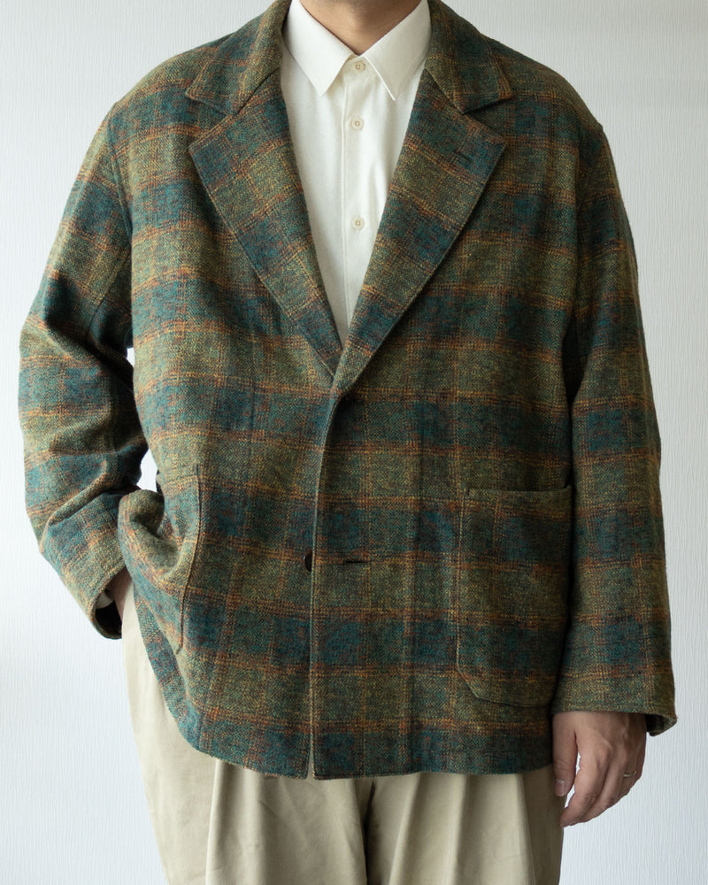 COVERALL JKT CHECK COTTON TWEED - GRN x YLW