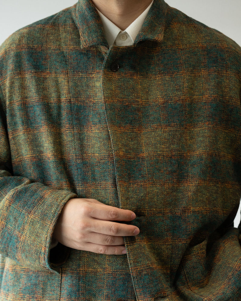 COVERALL JKT CHECK COTTON TWEED - GRN x YLW