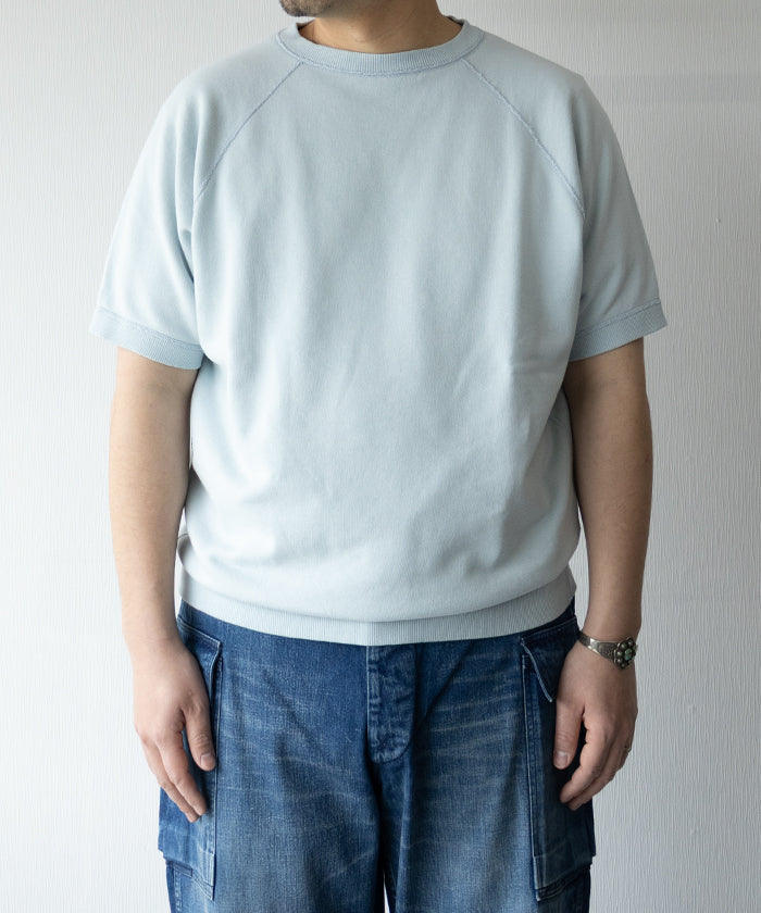 【HERILL】CREWNECK SWEATSHIRTS S/S - SAX / ヘリル クルーネック 半袖スウェットシャツ サックスブルー 2026ss 2026春夏 正規取扱店 神奈川 鎌倉 オンラインショップ 通販