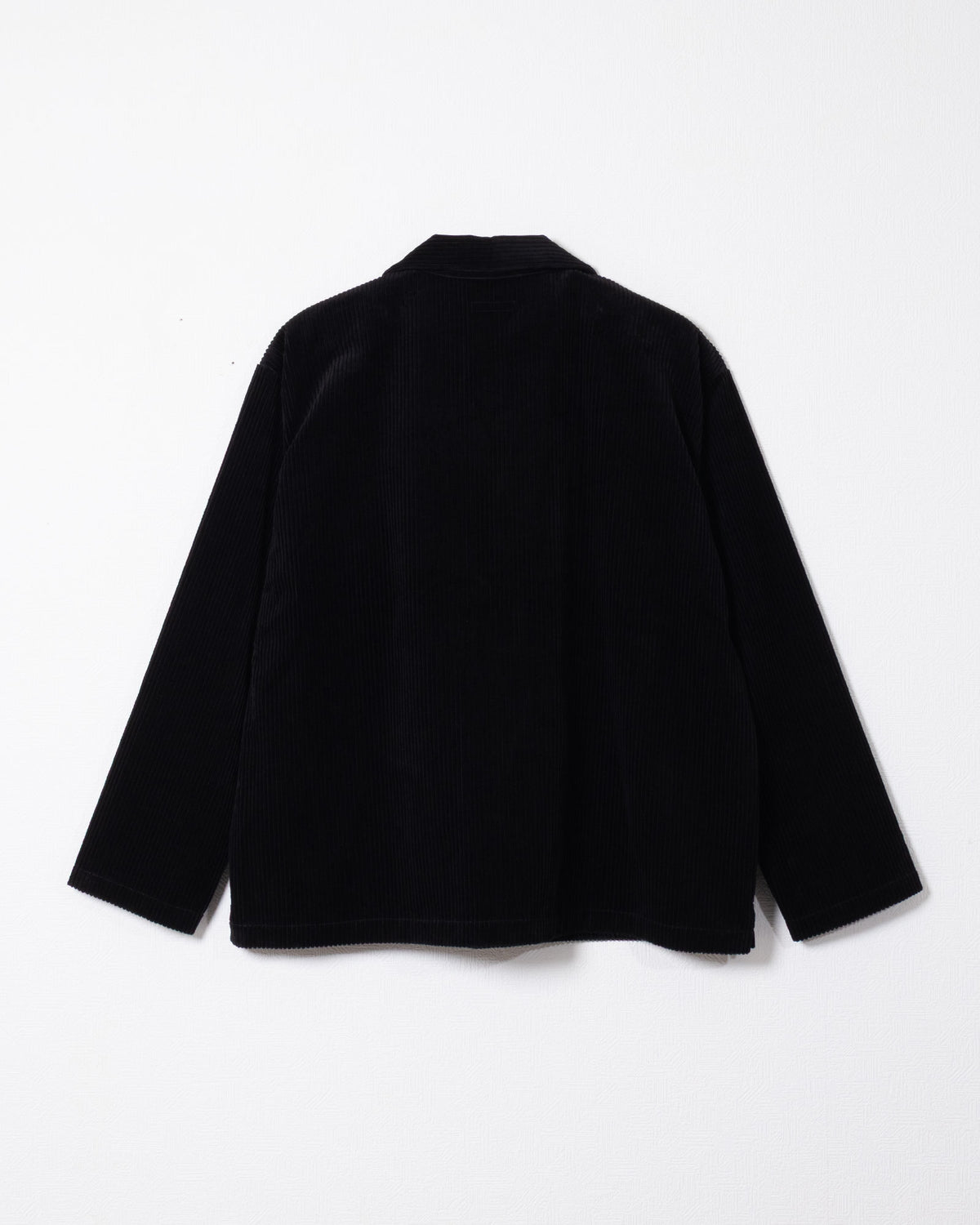 DEADSTOCK WIDE CORDUROY OPEN COLLAR OVER SHIRT JACKET - BLACK