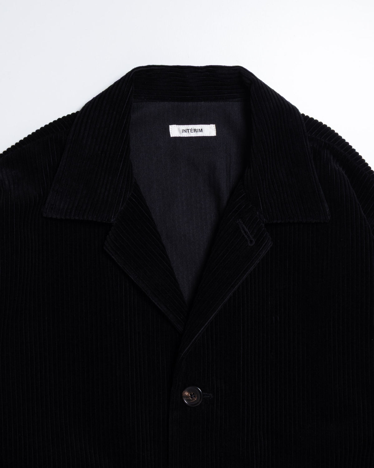 DEADSTOCK WIDE CORDUROY OPEN COLLAR OVER SHIRT JACKET - BLACK