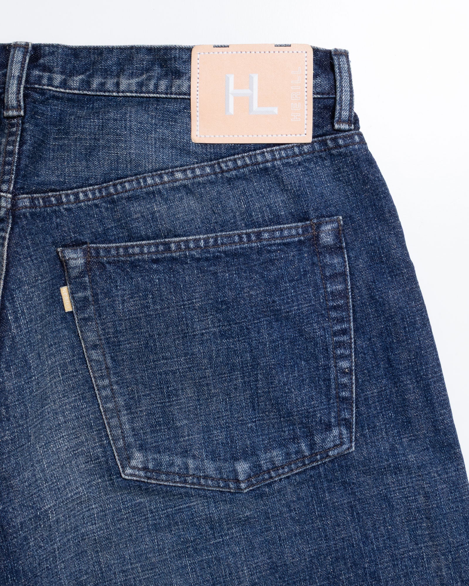 HERILL DENIM LOOSE PANTS VINTAGEWORN 隠しリベット ポケット ディテール