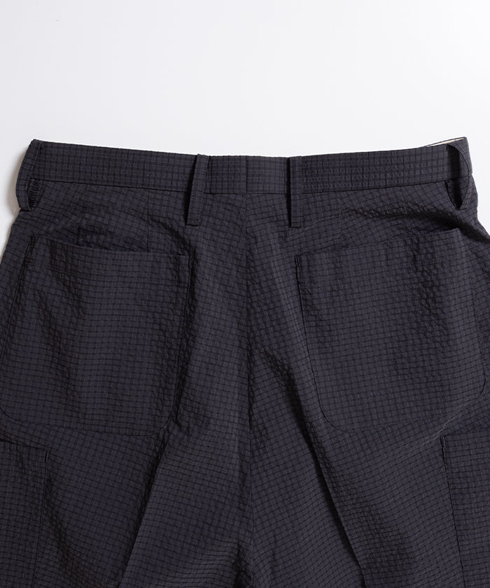 【NEAT】DOT'S SEERSUCKER CARGO SHORTS - CHARCOAL / ニート ドッツ シアサッカー カーゴ ショーツ 2026ss 2026春夏 ‐ 正規取扱店 ARZACH KAMAKURA オンラインショップ 通販