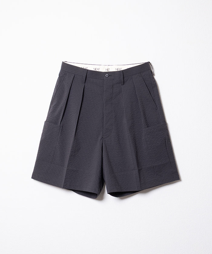 【NEAT】DOT'S SEERSUCKER CARGO SHORTS - CHARCOAL / ニート ドッツ シアサッカー カーゴ ショーツ 2026ss 2026春夏 ‐ 正規取扱店 ARZACH KAMAKURA オンラインショップ 通販