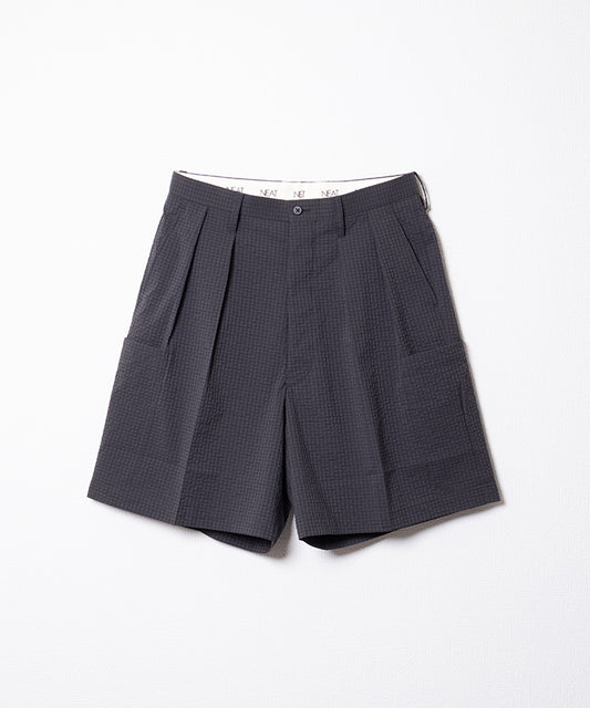 【NEAT】DOT'S SEERSUCKER CARGO SHORTS - CHARCOAL / ニート ドッツ シアサッカー カーゴ ショーツ 2026ss 2026春夏 ‐ 正規取扱店 ARZACH KAMAKURA オンラインショップ 通販