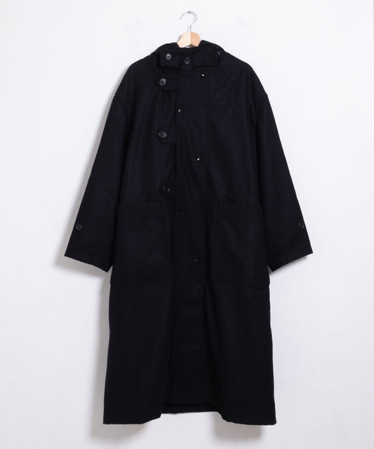 【ENGINEERED GARMENTS】 DUFFLE COAT 24OZ WOOL MELTON - BLACK / エンジニアドガーメンツ ダッフルコート 24オンス ウール メルトン ロングコート 正規取扱店 神奈川 鎌倉 オンラインショップ 通販