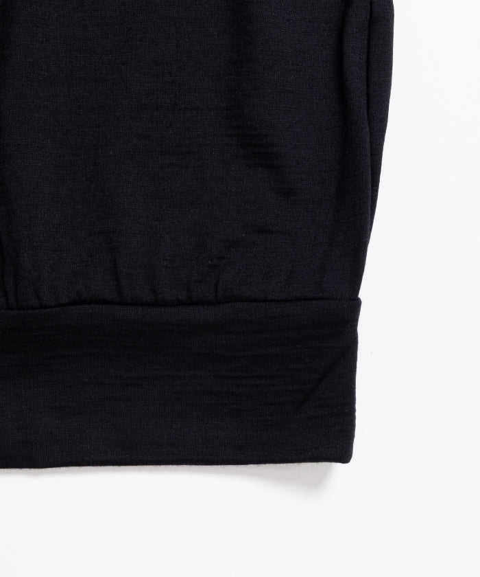 【INTÉRIM】EXTRA FINE MERINO WOOL JERSEY HENRY OVER S/S TEE - BLACK / インテリム エクストラ ファイン メリノウール ジャージー ヘンリー オーバー 半袖 Tシャツ 2026ss 2026春夏 正規取扱店 神奈川 鎌倉 アルザック鎌倉 オンラインショップ 通販