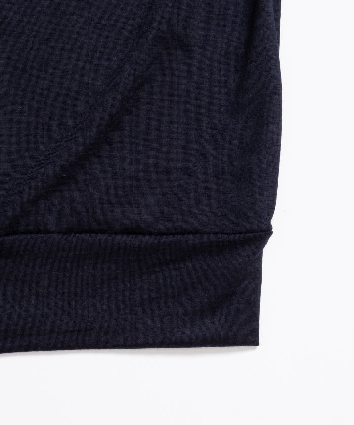 【INTÉRIM】EXTRA FINE MERINO WOOL JERSEY HENRY OVER S/S TEE - D.NAVY / インテリム エクストラ ファイン メリノウール ジャージー ヘンリー オーバー 半袖 Tシャツ 2026ss 2026春夏 正規取扱店 神奈川 鎌倉 アルザック鎌倉 オンラインショップ 通販