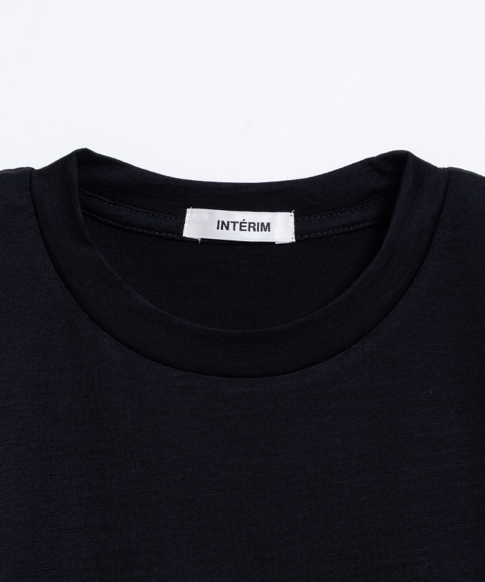 【INTÉRIM】EXTRA FINE MERINO WOOL JERSEY S/S TEE - BLACK / インテリム エクストラ ファイン メリノウール ジャージー 半袖 Tシャツ ブラック 黒 2025SS 2025春夏 正規取扱店 神奈川 鎌倉 オンラインショップ 通販