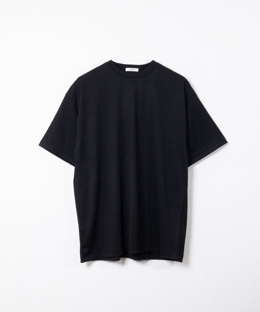 【INTÉRIM】EXTRA FINE MERINO WOOL JERSEY S/S TEE ‐ Black / インテリム エクストラ ファイン メリノウール ジャージー 半袖 Tシャツ ブラック 正規取扱店 神奈川 鎌倉 アルザック鎌倉 オンラインショップ 通販