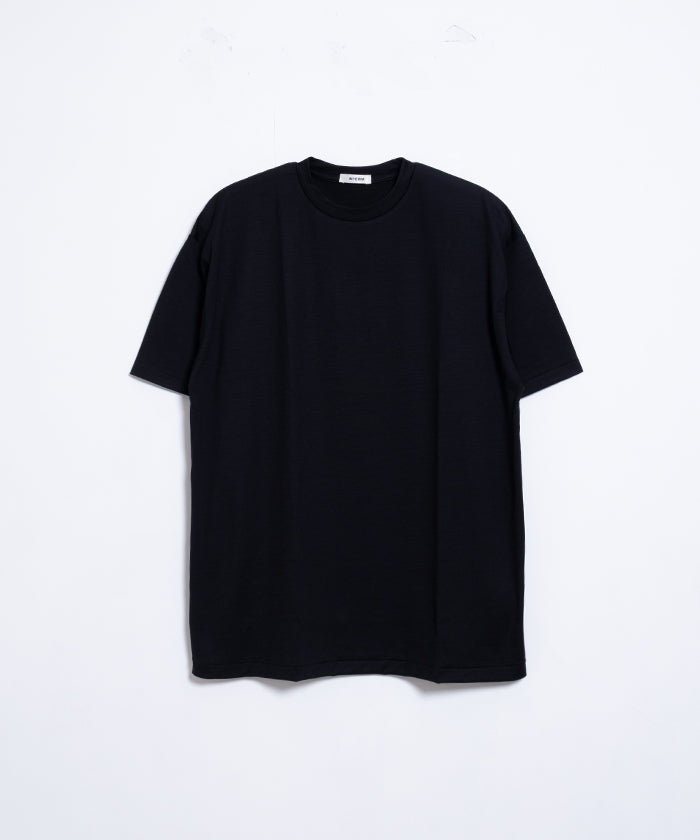 【INTÉRIM】EXTRA FINE MERINO WOOL JERSEY S/S TEE - BLACK / インテリム エクストラ ファイン メリノウール ジャージー 半袖 Tシャツ ブラック 黒 2025SS 2025春夏 正規取扱店 神奈川 鎌倉 オンラインショップ 通販