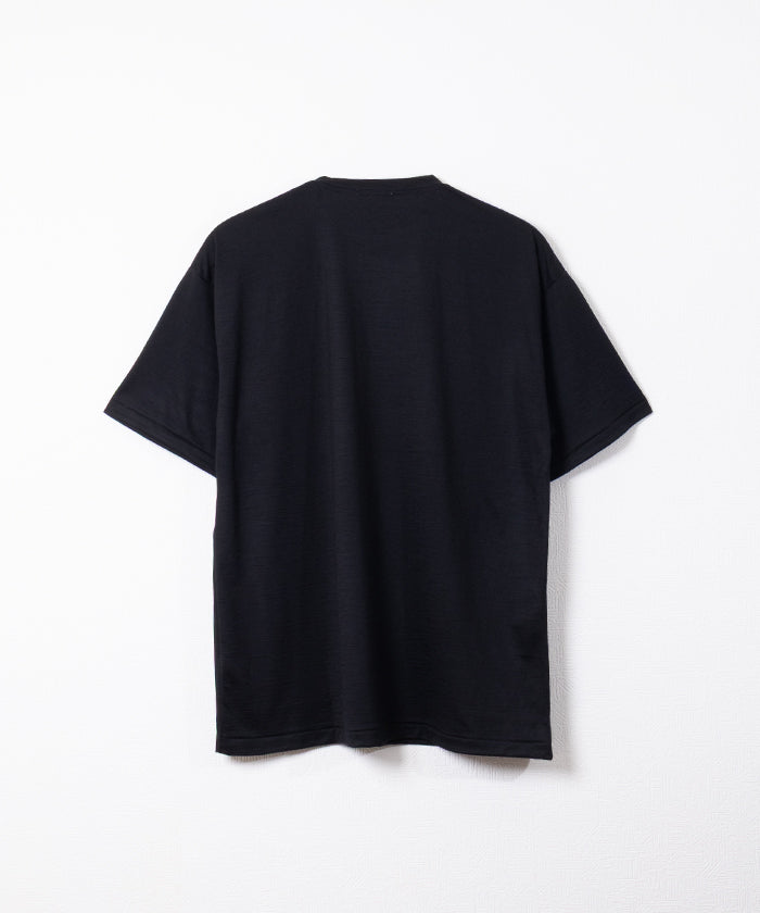 【INTÉRIM】EXTRA FINE MERINO WOOL JERSEY S/S TEE ‐ Black / インテリム エクストラ ファイン メリノウール ジャージー 半袖 Tシャツ ブラック 正規取扱店 神奈川 鎌倉 アルザック鎌倉 オンラインショップ 通販