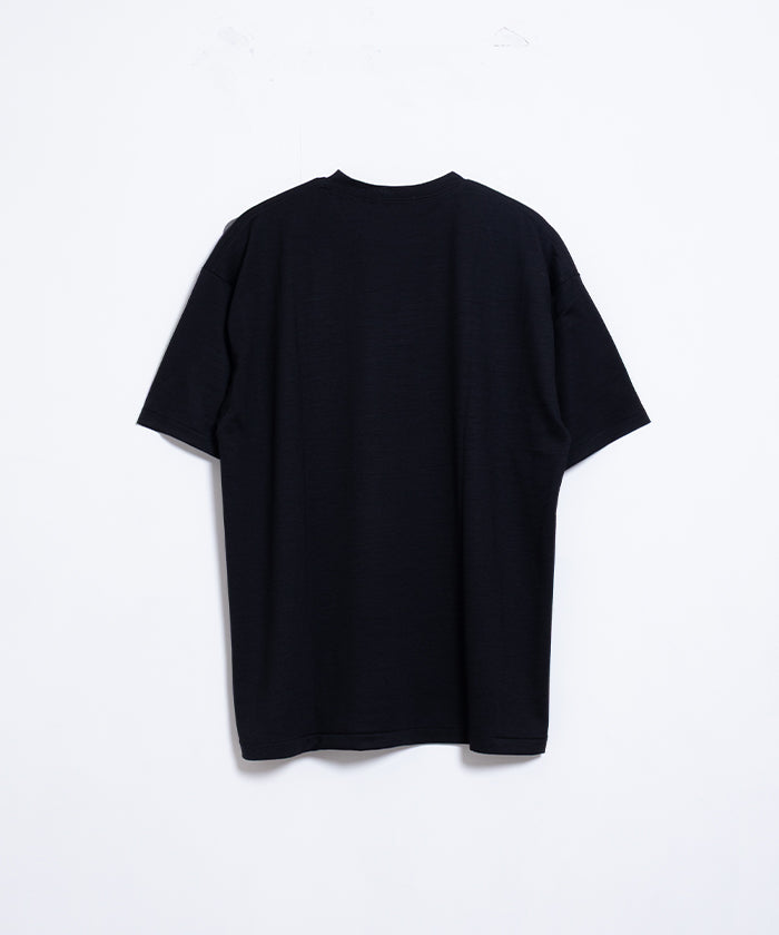 【INTÉRIM】EXTRA FINE MERINO WOOL JERSEY S/S TEE - BLACK / インテリム エクストラ ファイン メリノウール ジャージー 半袖 Tシャツ ブラック 黒 2025SS 2025春夏 正規取扱店 神奈川 鎌倉 オンラインショップ 通販