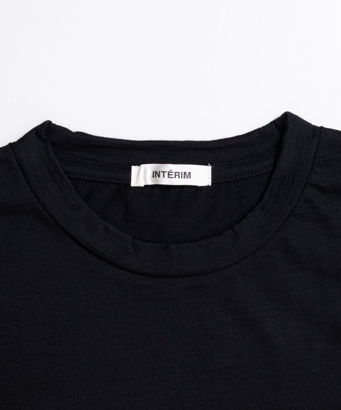 【INTÉRIM】EXTRA FINE MERINO WOOL JERSEY S/S TEE ‐ Black / インテリム エクストラ ファイン メリノウール ジャージー 半袖 Tシャツ ブラック 正規取扱店 神奈川 鎌倉 アルザック鎌倉 オンラインショップ 通販