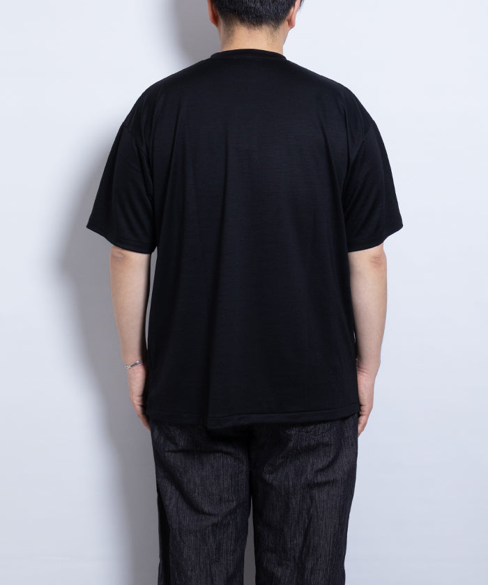 【INTÉRIM】EXTRA FINE MERINO WOOL JERSEY S/S TEE - BLACK / インテリム エクストラ ファイン メリノウール ジャージー 半袖 Tシャツ ブラック 黒 2025SS 2025春夏 正規取扱店 神奈川 鎌倉 オンラインショップ 通販