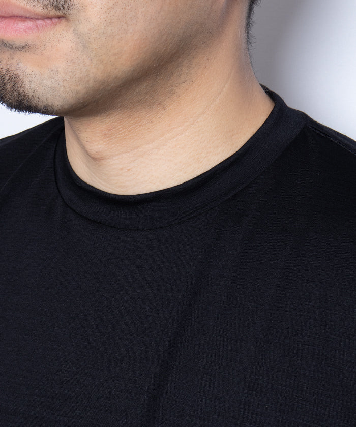 【INTÉRIM】EXTRA FINE MERINO WOOL JERSEY S/S TEE - BLACK / インテリム エクストラ ファイン メリノウール ジャージー 半袖 Tシャツ ブラック 黒 2025SS 2025春夏 正規取扱店 神奈川 鎌倉 オンラインショップ 通販
