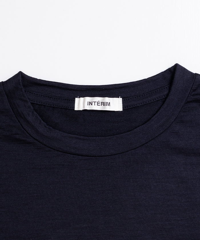 【INTÉRIM】EXTRA FINE MERINO WOOL JERSEY S/S TEE ‐ D.Navy / インテリム エクストラ ファイン メリノウール ジャージー 半袖 Tシャツ ダークネイビー 正規取扱店 神奈川 鎌倉 アルザック鎌倉 オンラインショップ 通販