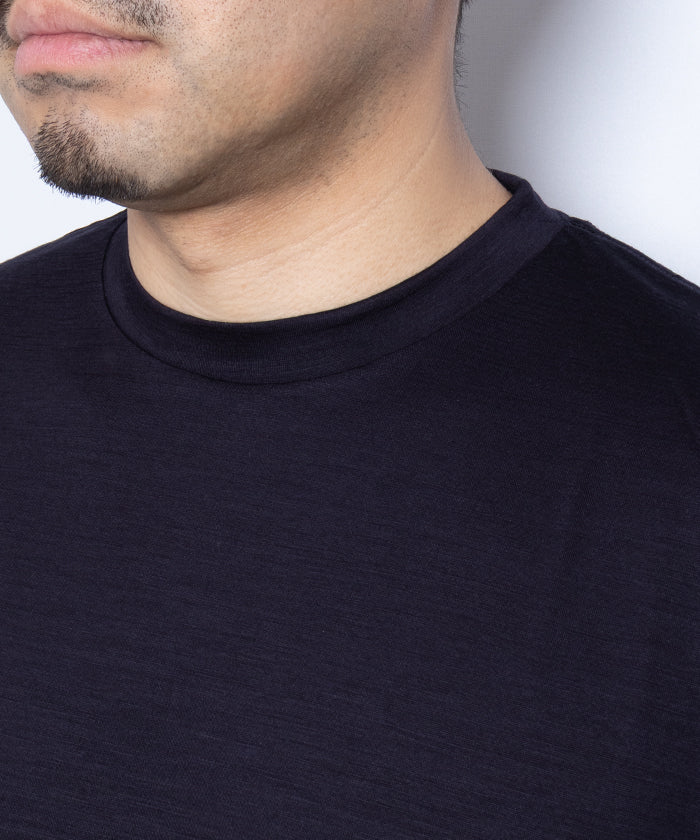 【INTÉRIM】EXTRA FINE MERINO WOOL JERSEY S/S TEE - D.NAVY / インテリム エクストラ ファイン メリノウール ジャージー 半袖 Tシャツ ダーク ネイビー 紺 2025SS 2025春夏 正規取扱店 神奈川 鎌倉 オンラインショップ 通販