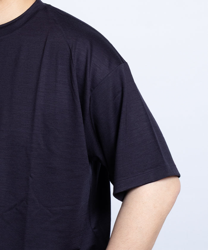 【INTÉRIM】EXTRA FINE MERINO WOOL JERSEY S/S TEE - D.NAVY / インテリム エクストラ ファイン メリノウール ジャージー 半袖 Tシャツ ダーク ネイビー 紺 2025SS 2025春夏 正規取扱店 神奈川 鎌倉 オンラインショップ 通販