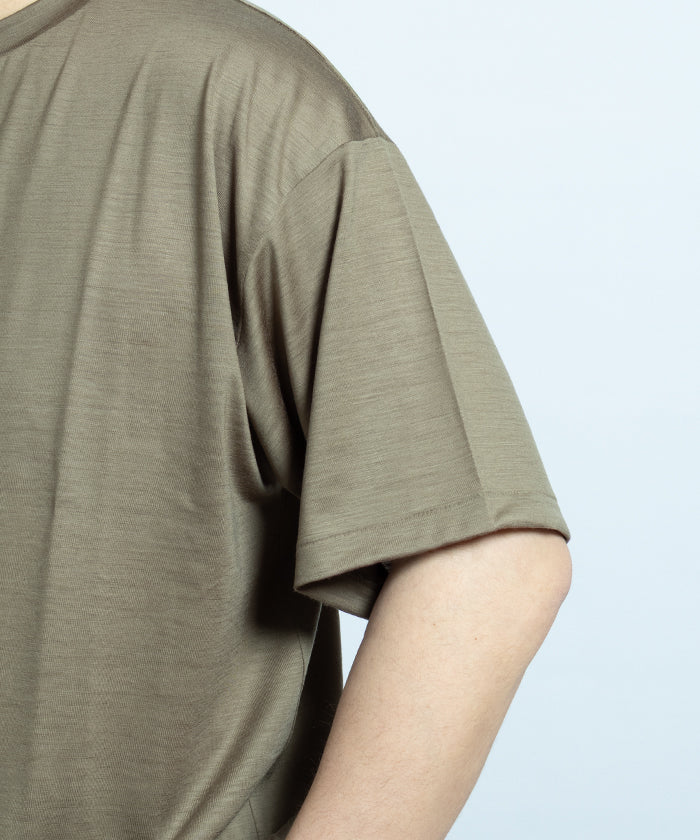 【INTÉRIM】EXTRA FINE MERINO WOOL JERSEY S/S TEE - SAGE / インテリム エクストラ ファイン メリノウール ジャージー 半袖 Tシャツ セージ オリーブ 2025SS 2025春夏 正規取扱店 神奈川 鎌倉 オンラインショップ 通販