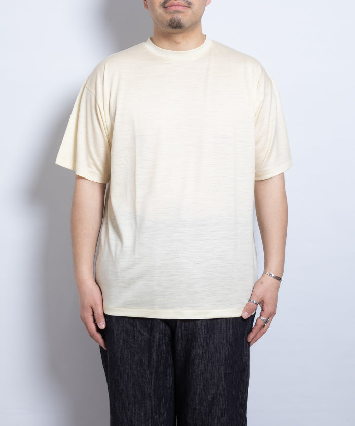 【INTÉRIM】EXTRA FINE MERINO WOOL JERSEY S/S TEE - WHITE / インテリム エクストラ ファイン メリノウール ジャージー 半袖 Tシャツ 白 ナチュラル 2025SS 2025春夏 正規取扱店 神奈川 鎌倉 オンラインショップ 通販