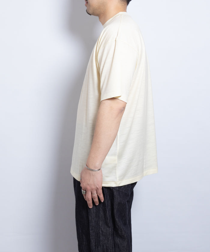 【INTÉRIM】EXTRA FINE MERINO WOOL JERSEY S/S TEE - WHITE / インテリム エクストラ ファイン メリノウール ジャージー 半袖 Tシャツ 白 ナチュラル 2025SS 2025春夏 正規取扱店 神奈川 鎌倉 オンラインショップ 通販