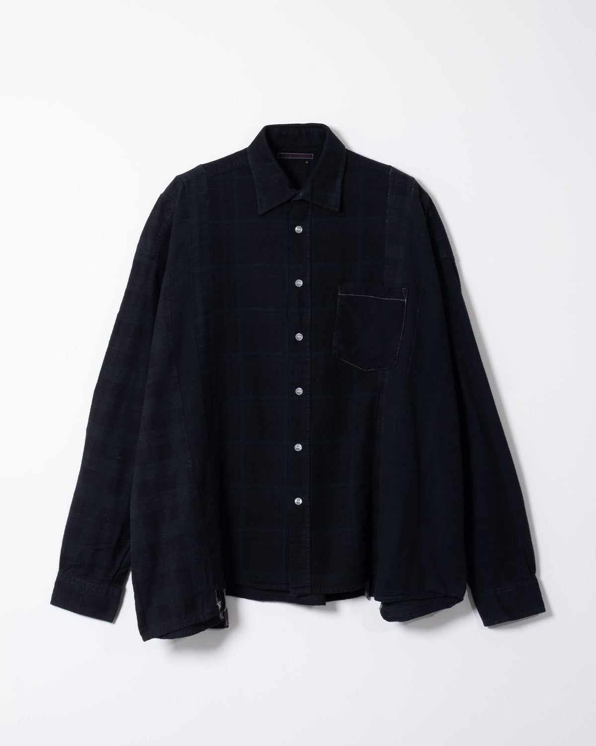 FLANNEL SHIRT -> 7 CUTS WIDE SHIRT OVER DYE - BLACK - 1