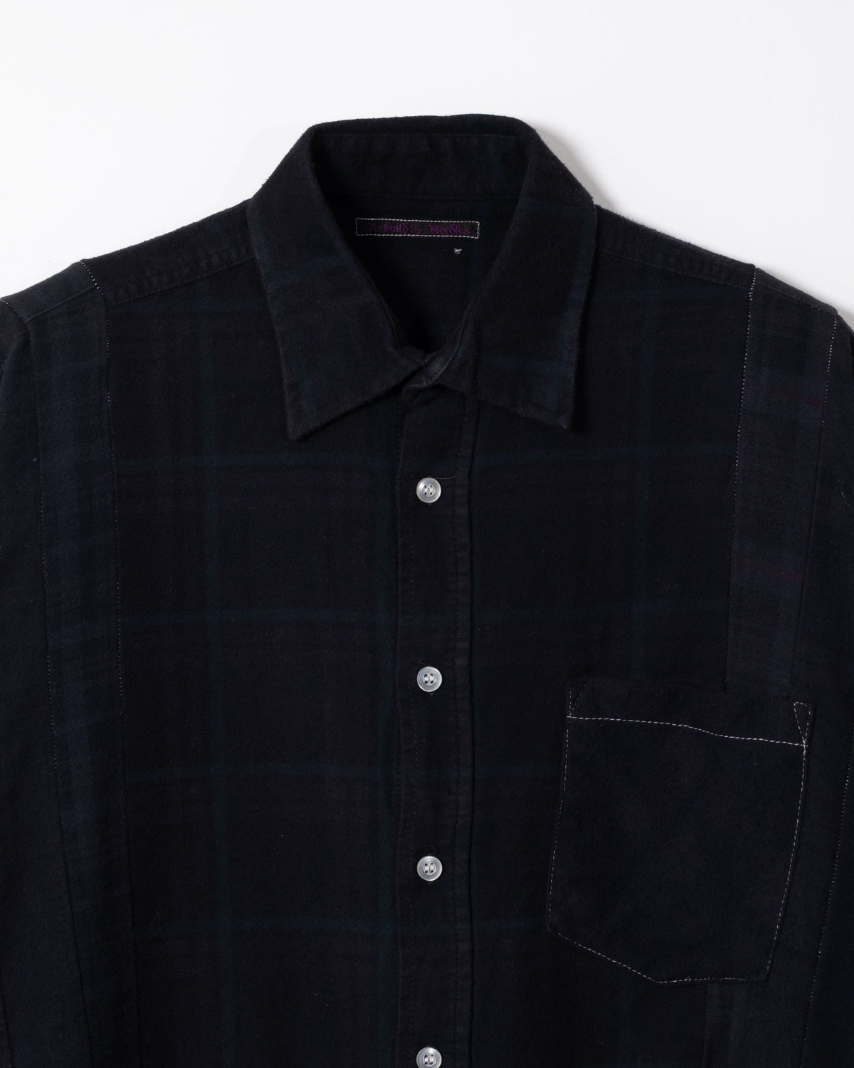 FLANNEL SHIRT -> 7 CUTS WIDE SHIRT OVER DYE - BLACK - 1