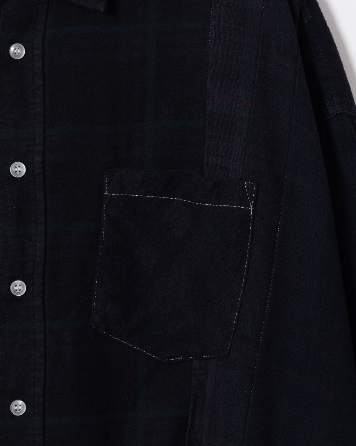 FLANNEL SHIRT -> 7 CUTS WIDE SHIRT OVER DYE - BLACK - 1