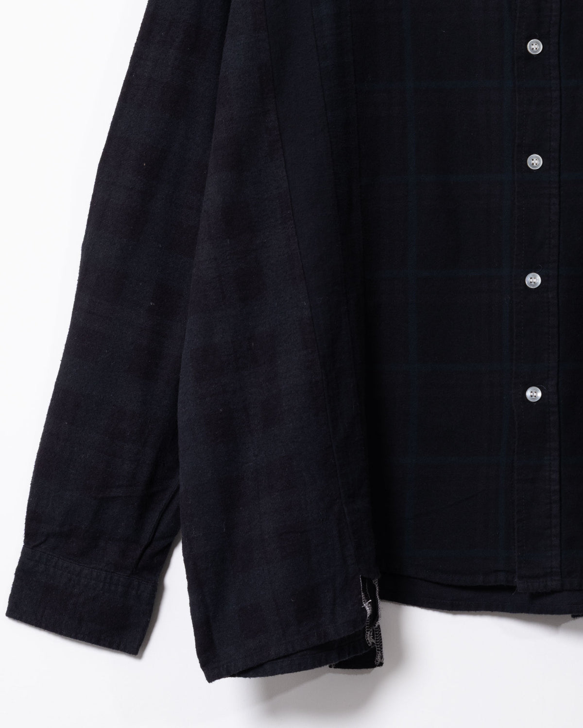 FLANNEL SHIRT -> 7 CUTS WIDE SHIRT OVER DYE - BLACK - 1
