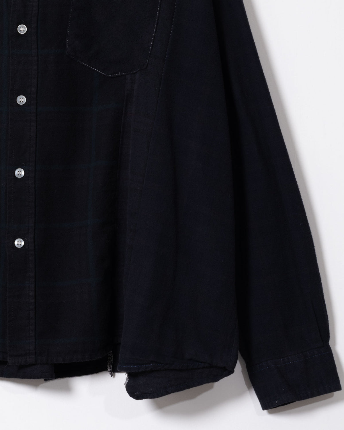 FLANNEL SHIRT -> 7 CUTS WIDE SHIRT OVER DYE - BLACK - 1