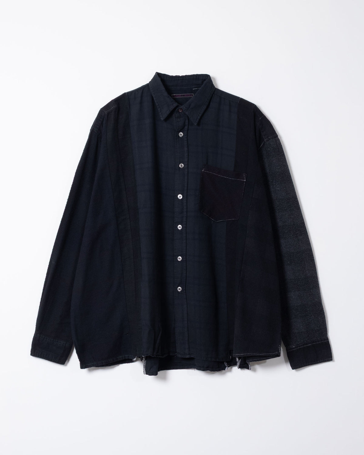 FLANNEL SHIRT -> 7 CUTS WIDE SHIRT OVER DYE - BLACK - 2