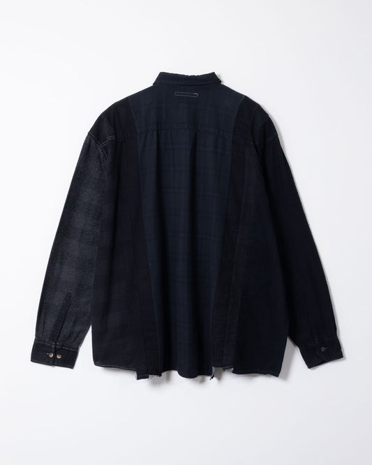 FLANNEL SHIRT -> 7 CUTS WIDE SHIRT OVER DYE - BLACK - 2