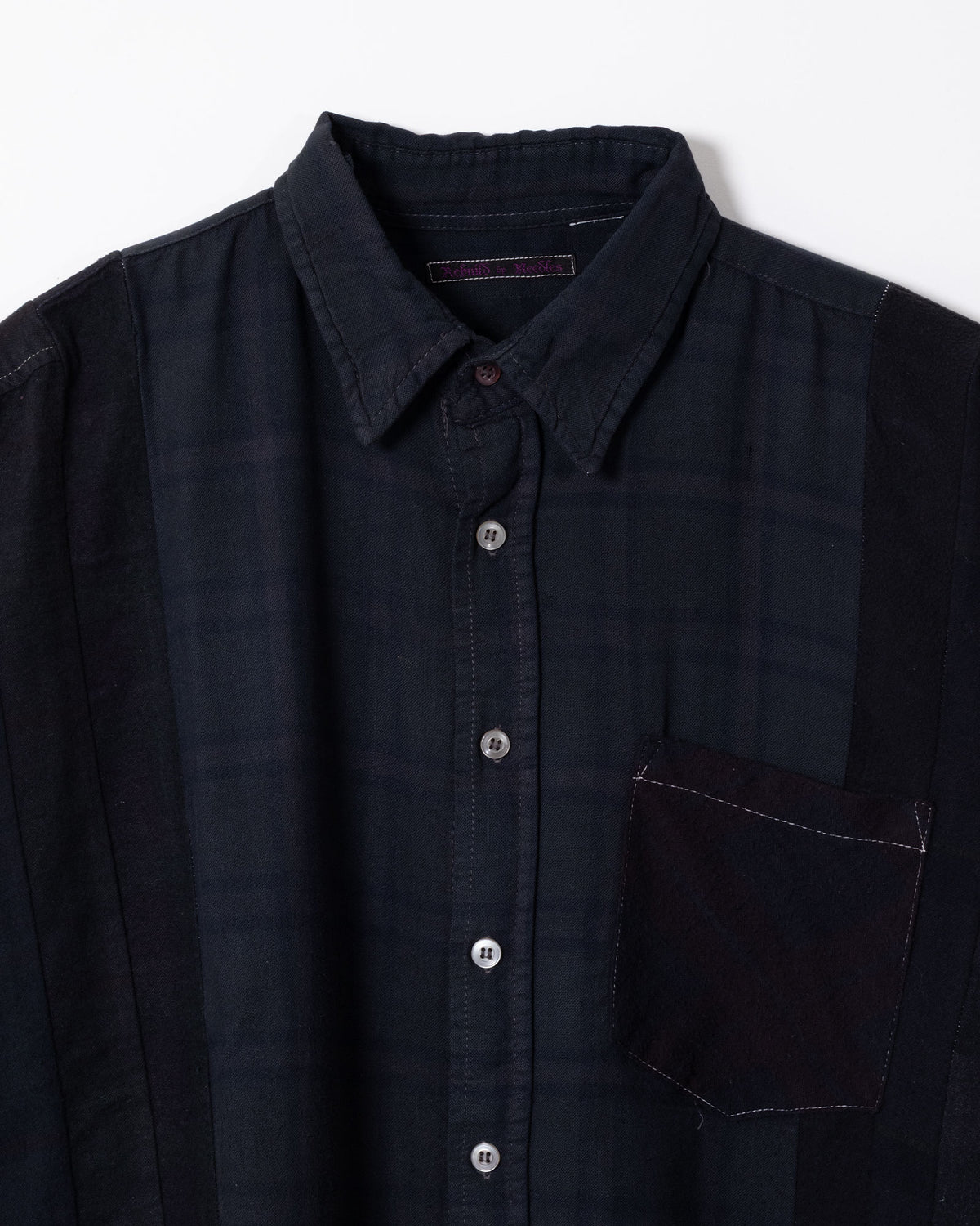 FLANNEL SHIRT -> 7 CUTS WIDE SHIRT OVER DYE - BLACK - 2