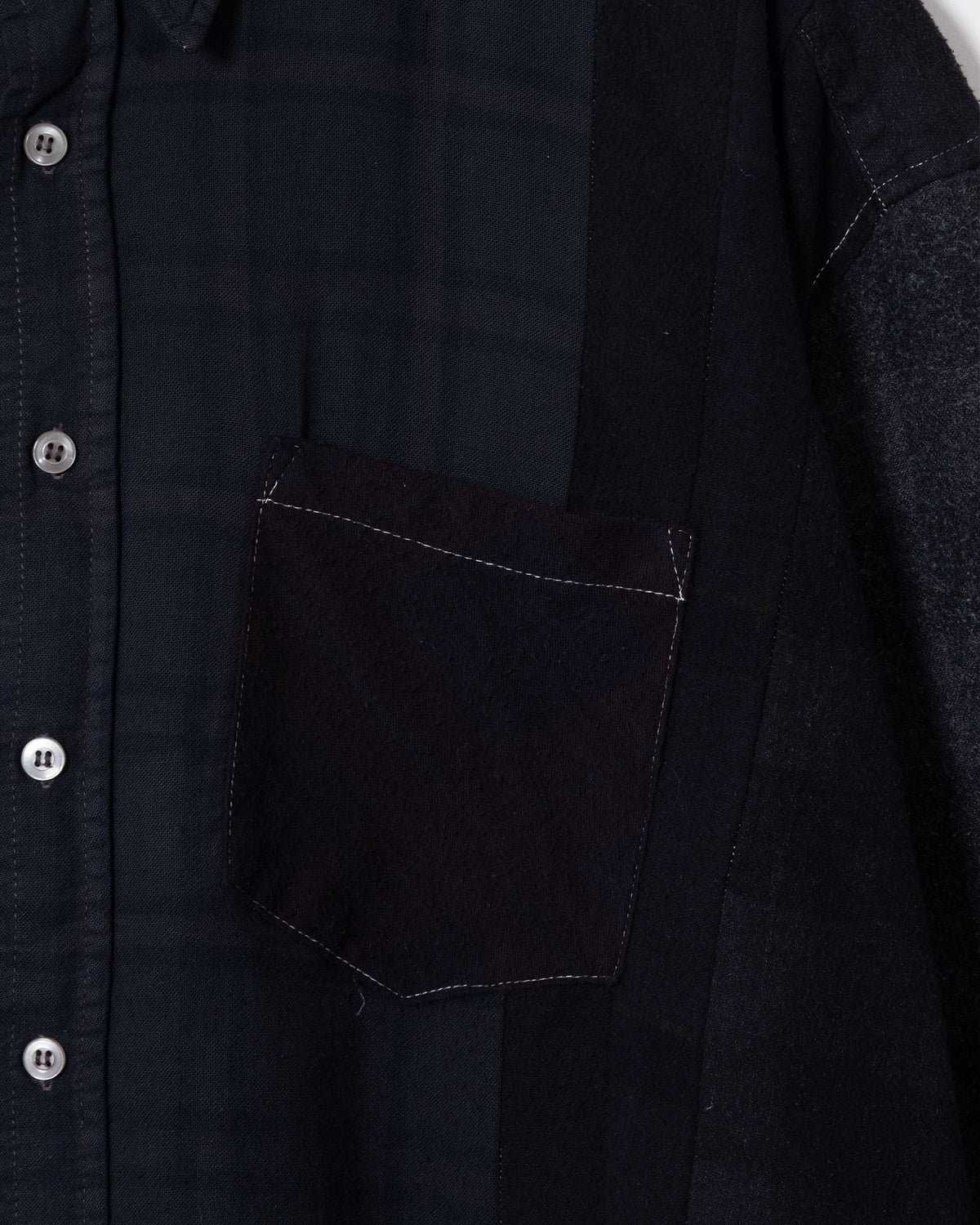FLANNEL SHIRT -> 7 CUTS WIDE SHIRT OVER DYE - BLACK - 2