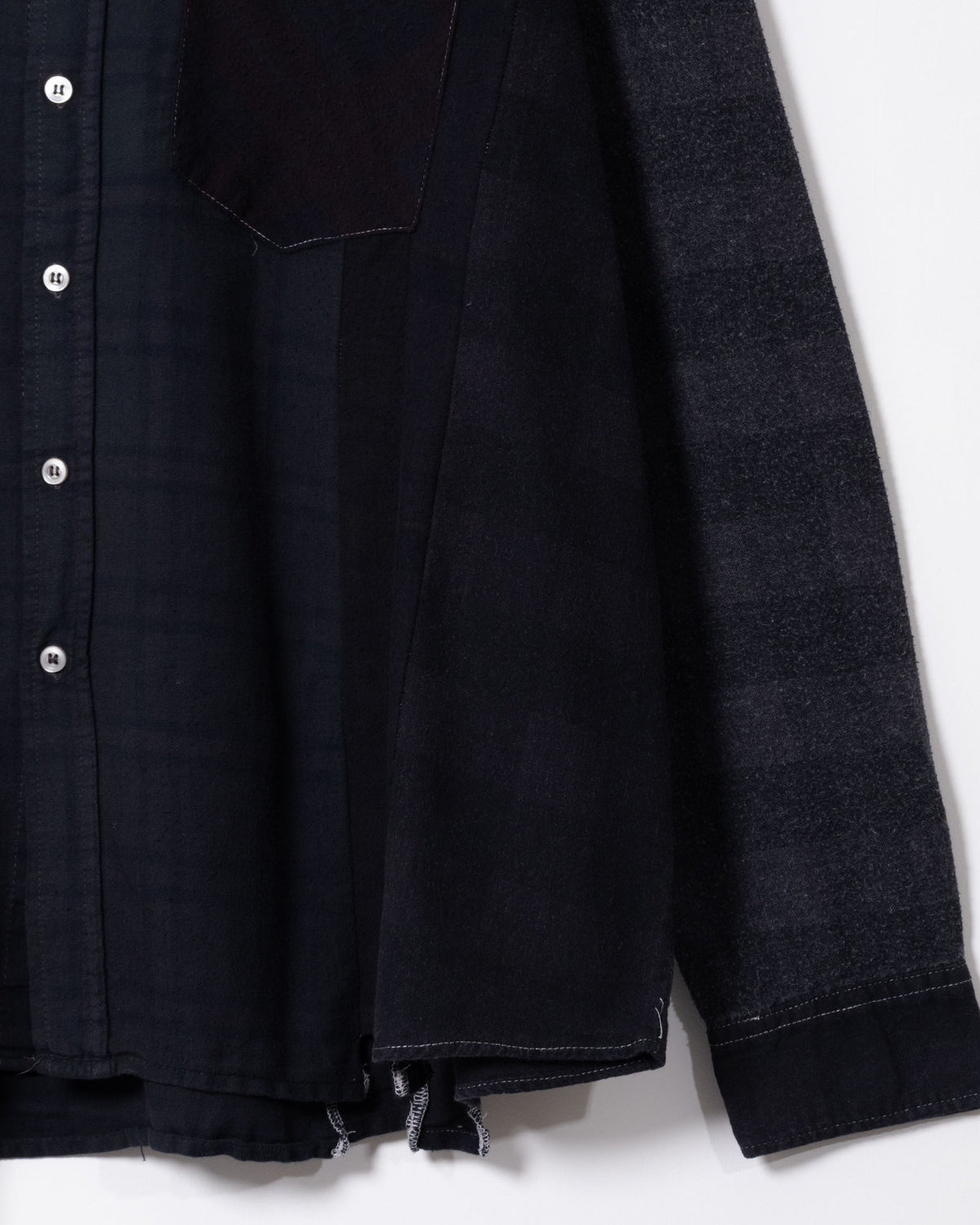 FLANNEL SHIRT -> 7 CUTS WIDE SHIRT OVER DYE - BLACK - 2