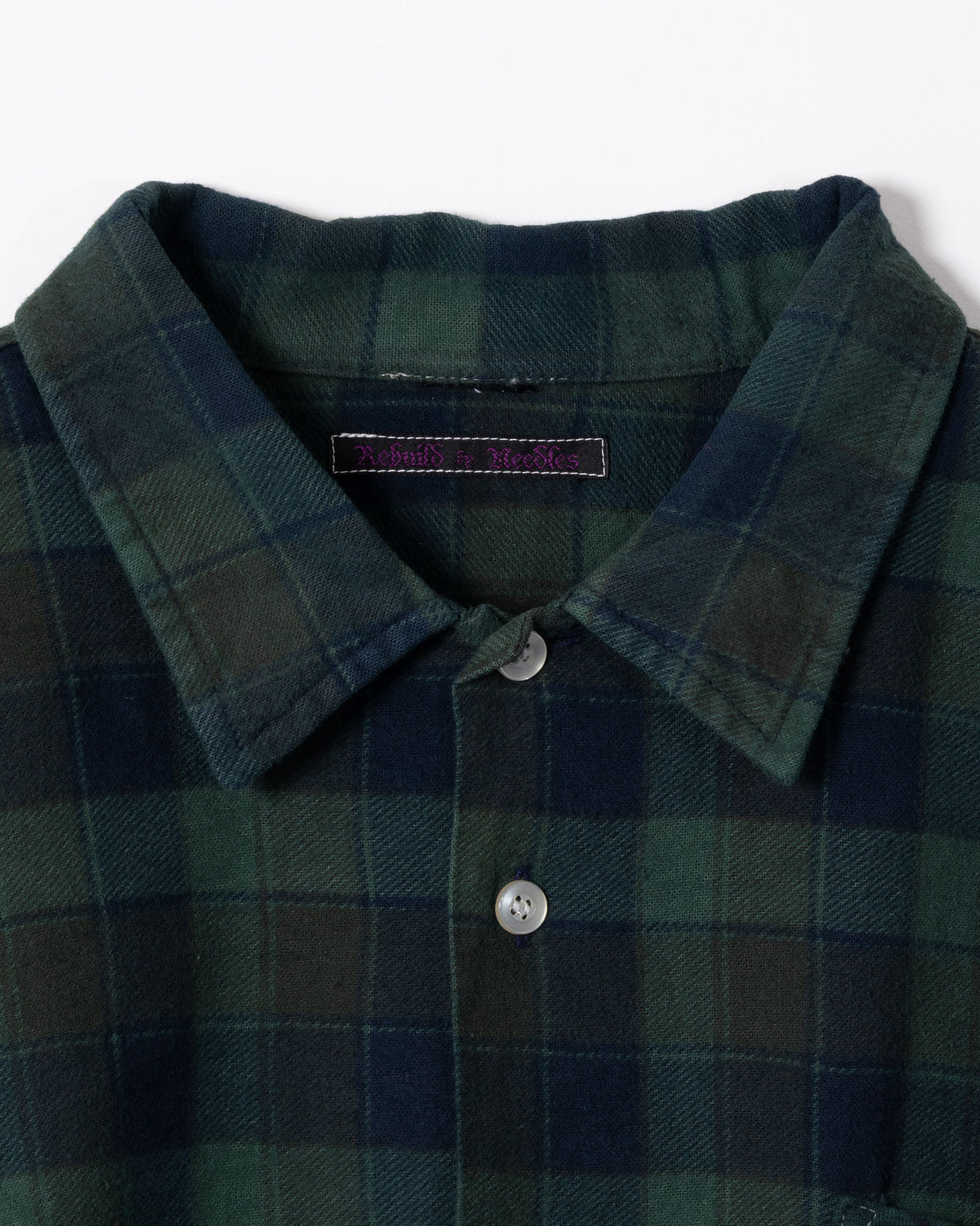 FLANNEL SHIRT -> 7 CUTS WIDE SHIRT OVER DYE - DK.GREEN - 1