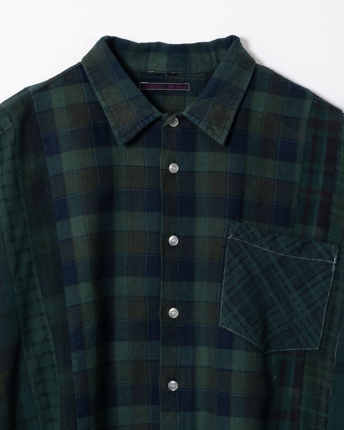 FLANNEL SHIRT -> 7 CUTS WIDE SHIRT OVER DYE - DK.GREEN - 1
