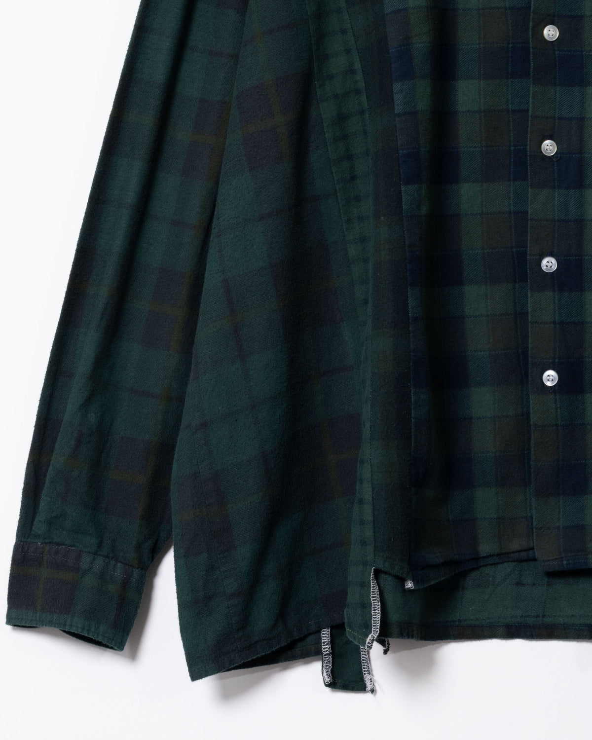 FLANNEL SHIRT -> 7 CUTS WIDE SHIRT OVER DYE - DK.GREEN - 1
