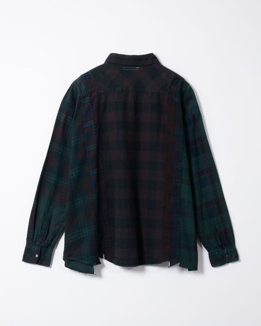 FLANNEL SHIRT -> 7 CUTS WIDE SHIRT OVER DYE - DK.GREEN - 2