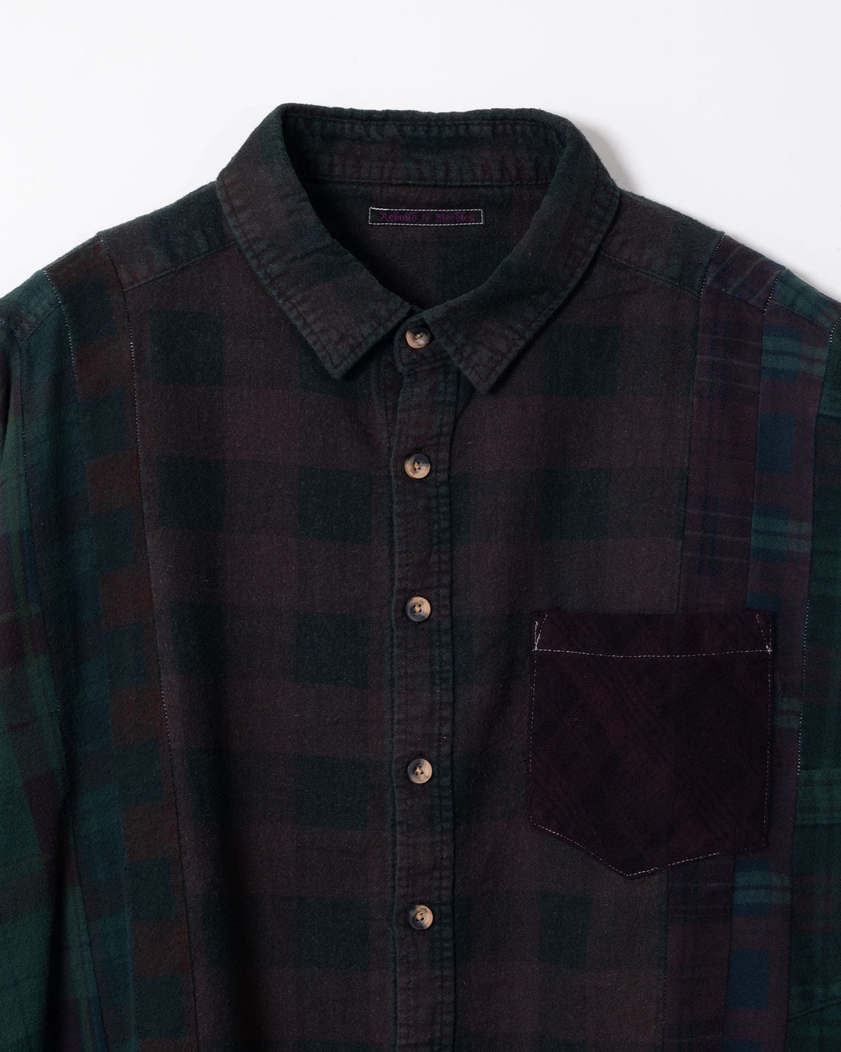 FLANNEL SHIRT -> 7 CUTS WIDE SHIRT OVER DYE - DK.GREEN - 2